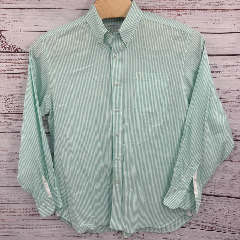 Southern Tide Mens Button Down Shirt Striped Light Green Size‎ Large